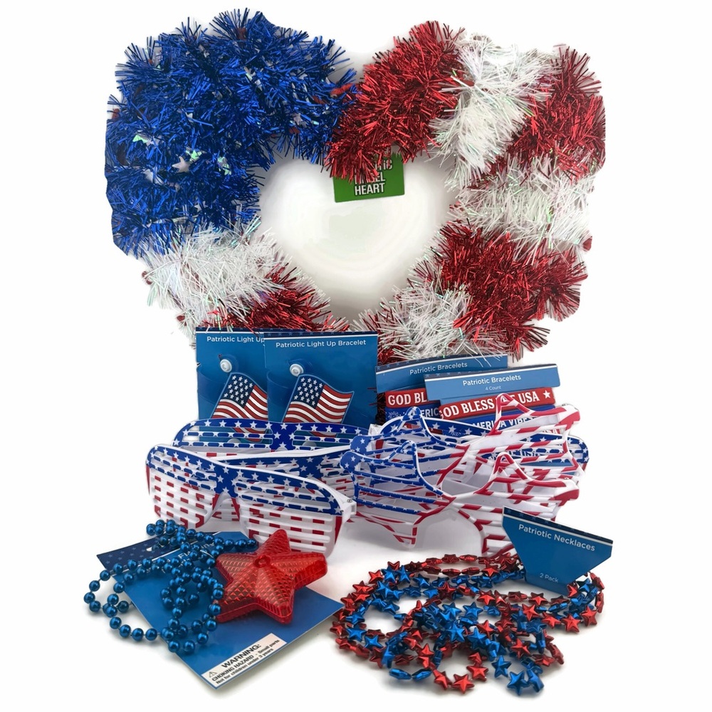 20 Piece Patriotic Red White and Blue Accessories Party Decor